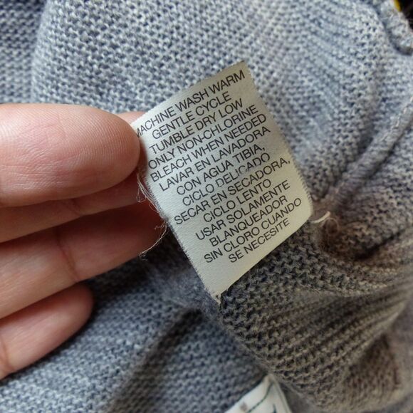 Izod Sweater Mens L Gray 90s Cardigan Button Chest Logo USA VTG Preppy Grandpa - Picture 11 of 11